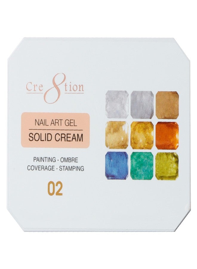 Cre8tion Nail Art Gel Solid Cream Palette for Nail Painting, Ombre, Stamping and Coverage, HEMA Free, TPO Free, 9 Colors (02) - Image 1