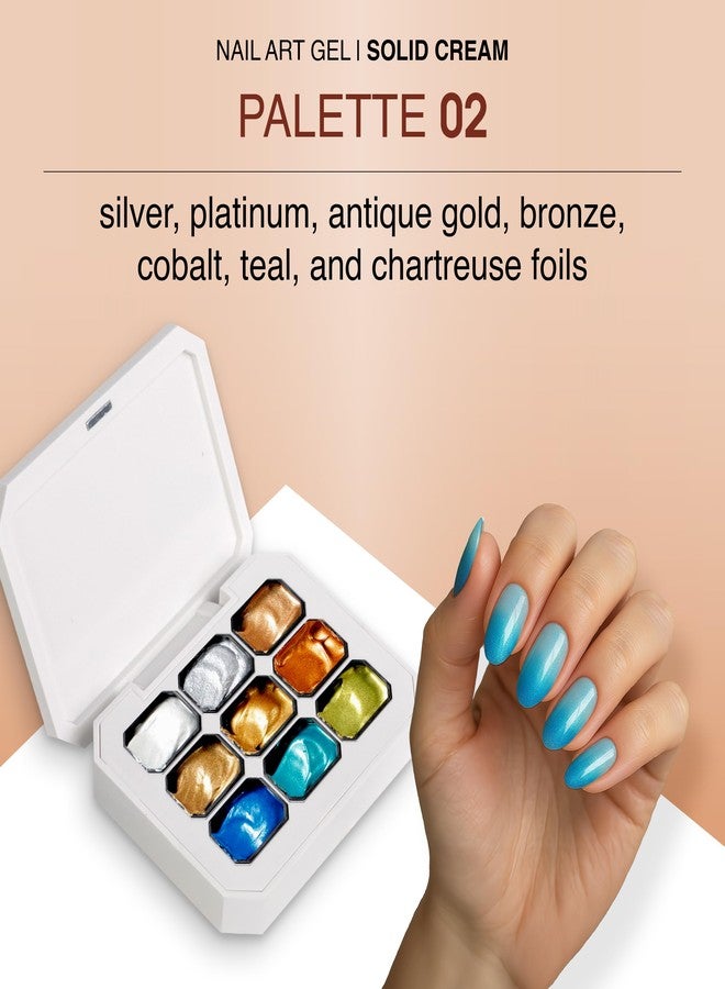 Cre8tion Nail Art Gel Solid Cream Palette for Nail Painting, Ombre, Stamping and Coverage, HEMA Free, TPO Free, 9 Colors (02) - Image 2