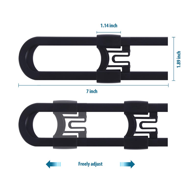 CUTESAFETY - Sliding Cabinet Locks Baby Proofing â€“ Adjustable Child Safety Latches for Knobs & Handles â€“ 10 Pack â€“ No Adhesive Drilling or Tools - Black - Image 5