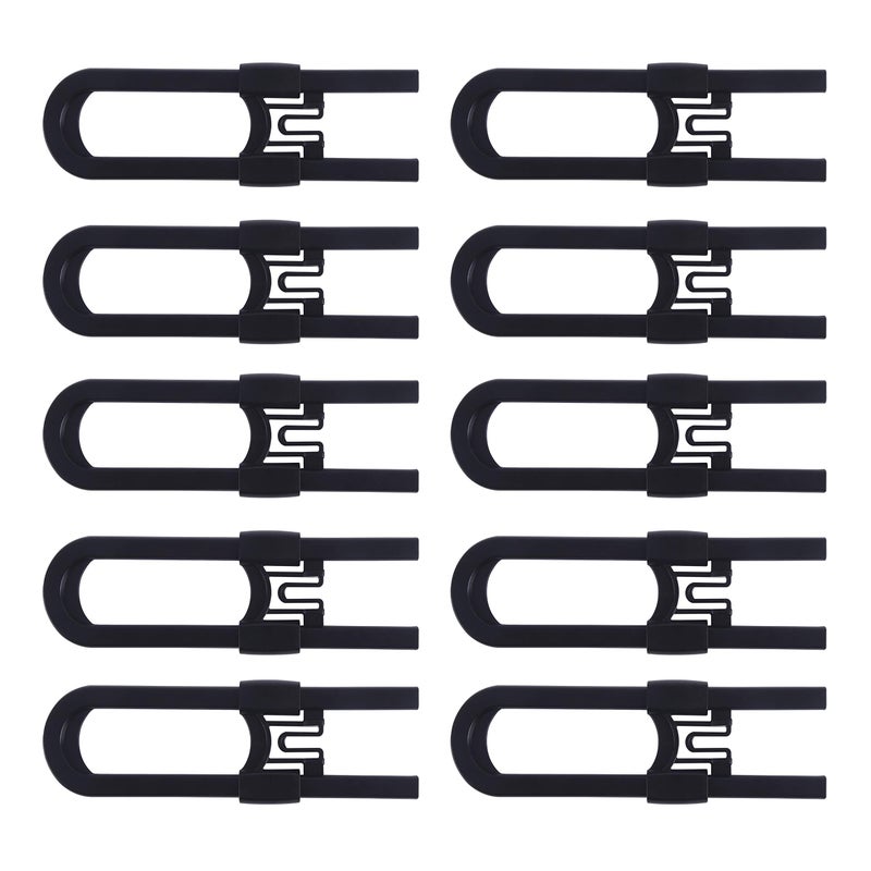 CUTESAFETY - Sliding Cabinet Locks Baby Proofing â€“ Adjustable Child Safety Latches for Knobs & Handles â€“ 10 Pack â€“ No Adhesive Drilling or Tools - Black - Image 1