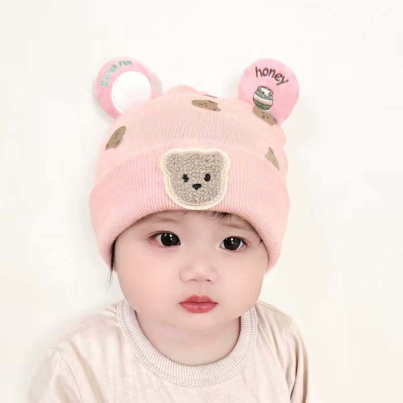 Baby Knit Cap Autumn Winter Korean Style Infant Hat Pink single hat 