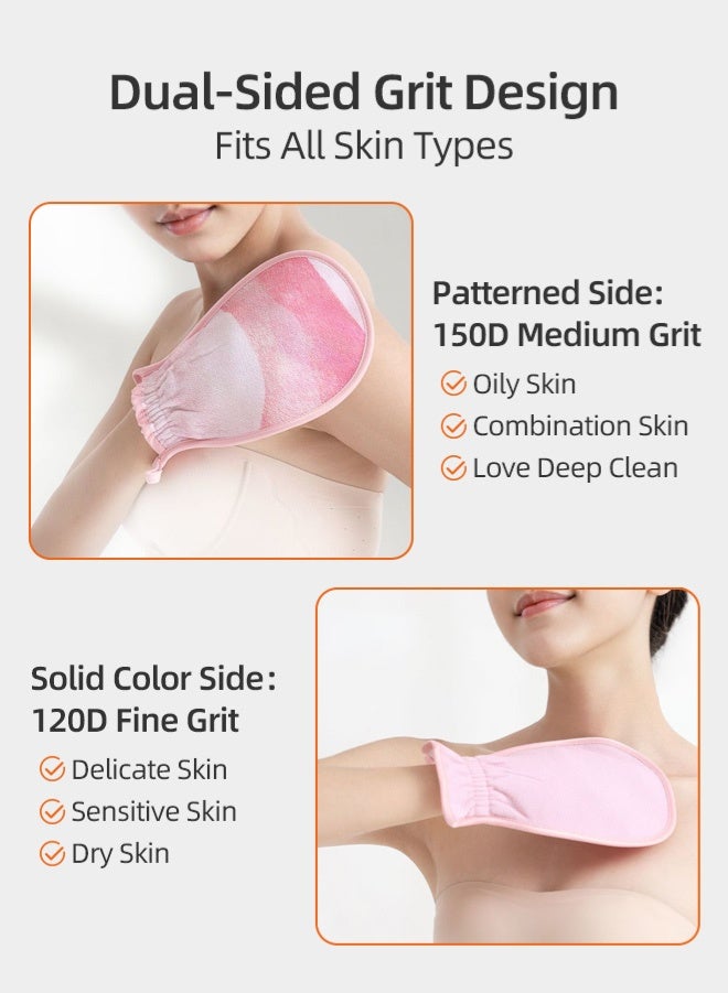 Zcheer Dual-Sided Exfoliating Bath Mitts for Women and Men, 150D Medium & 120D Fine Grit, Deep Cleansing Body Scrub Glove, 7A Antibacterial & Mold-Resistant, Plant-Based Eco-Friendly, Biodegradable, Sensitive Skin, Soft Anti-Slip Spa - Image 4