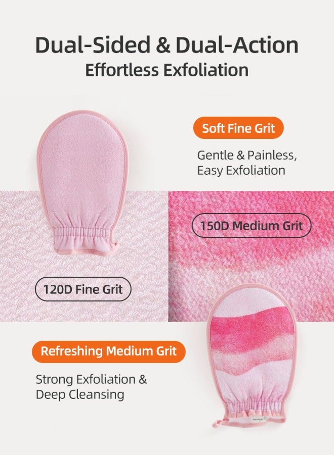 Zcheer Dual-Sided Exfoliating Bath Mitts for Women and Men, 150D Medium & 120D Fine Grit, Deep Cleansing Body Scrub Glove, 7A Antibacterial & Mold-Resistant, Plant-Based Eco-Friendly, Biodegradable, Sensitive Skin, Soft Anti-Slip Spa - Image 5