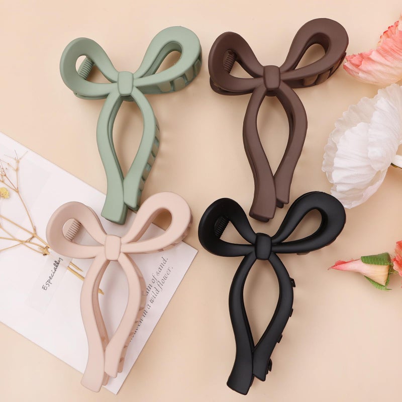 PWEOUKE 4 Pcs Bow Hair Clips Elegant Hair Claw Butterfly Hair Accessories for Girls Nonslip Butterfly Clips Hair Styling Accessories for Women - Image 1