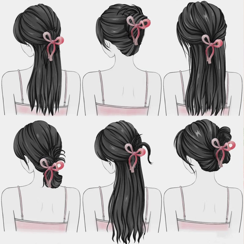 PWEOUKE 4 Pcs Bow Hair Clips Elegant Hair Claw Butterfly Hair Accessories for Girls Nonslip Butterfly Clips Hair Styling Accessories for Women - Image 5