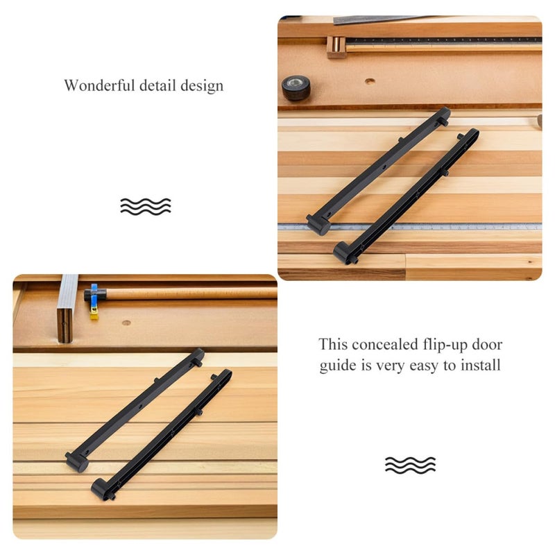 Black Plastic Concealed Cabinet Slide Tracks with Flip Up Door Rails Set - Image 4