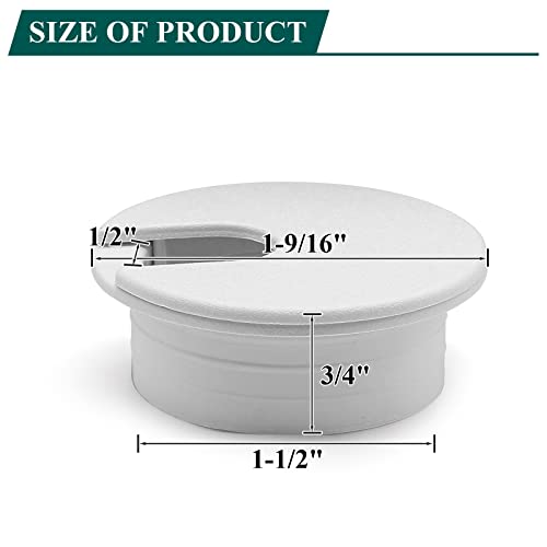Litoexpe White Desk Cord Grommets 1-1/2 Inch, Plastic Grommet Cable Hole Cover for Office Equipment, Computer Desk Wires - 2 Pieces - Image 2