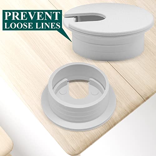 Litoexpe White Desk Cord Grommets 1-1/2 Inch, Plastic Grommet Cable Hole Cover for Office Equipment, Computer Desk Wires - 2 Pieces - Image 3