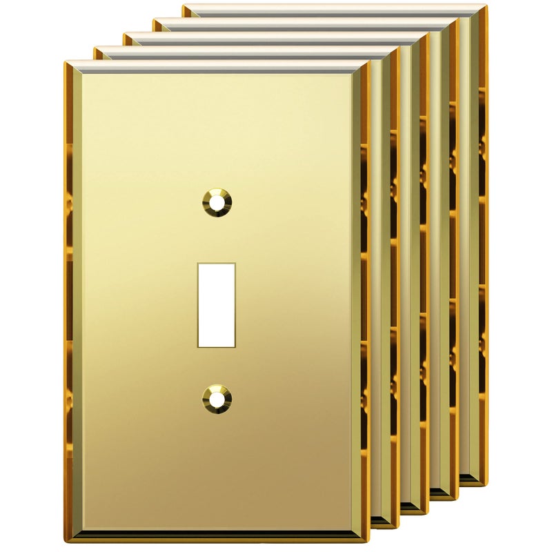 LIDER Reflective Toggle Switch Wall Plate Mirrored Light Switch Cover Plexiglass Cover Plate Oversized 1Gang 525 x 344 LWP11OAGD5P Acrylic Mirror Glass Gold 5Pack - Image 2