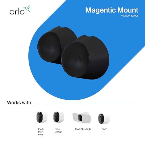Arlo Magnetic Wall Mounts - Arlo Certified Accessory - Set of 2, Indoor or Outdoor Use, Works with Arlo Pro 5S 2K, Pro 4, Pro 3, Ultra 2, and Ultra Cameras, Black - VMA5001 - Image 3