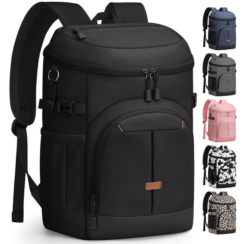 Pritent Cooler Backpack for Men Women Insulated Waterproof Backpack Coolers Leak Proof Cooler Bag Lightweight Lunch Backpack for Camping Beach Travel Picnic(Black,30 Cans) - Image 1