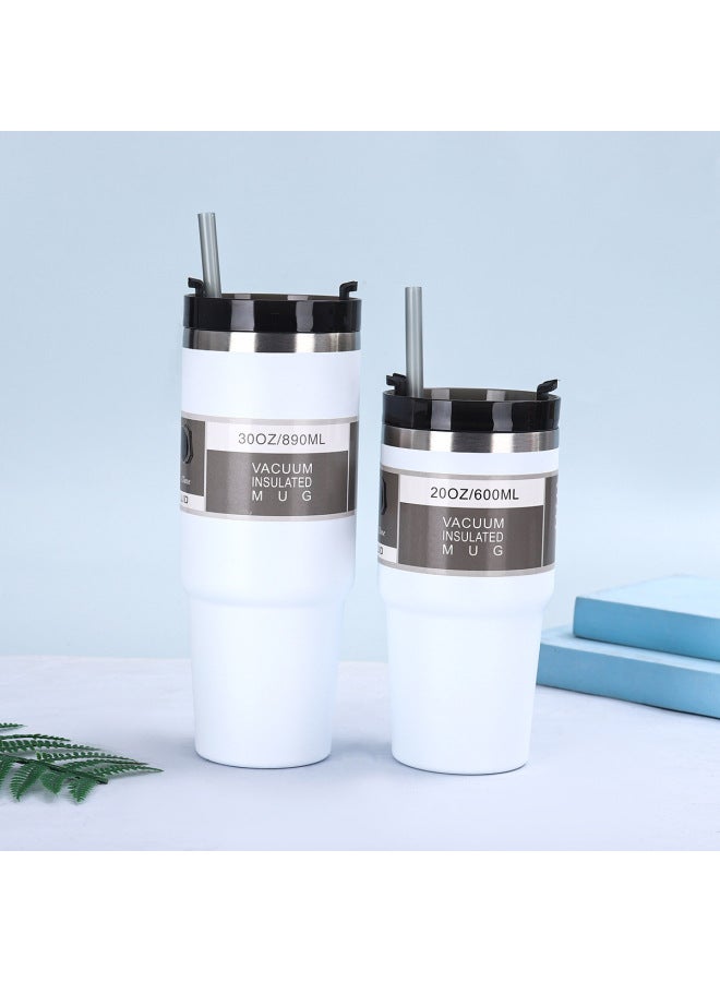 20/30oz Straw Car Cup 304 Stainless Steel Thermos Cup Home Office Large Capacity Ice Cup