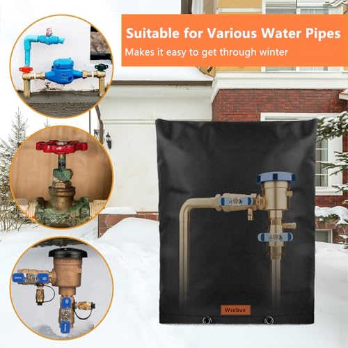 Wsobue Winter Pipe Insulation Cover (5˚F) ,Insulated Backflow Preventer Freeze Protection, Pump Cover, Sprinkler/Well/Valve Head Cover (Black 14''W*28''H) - Image 3