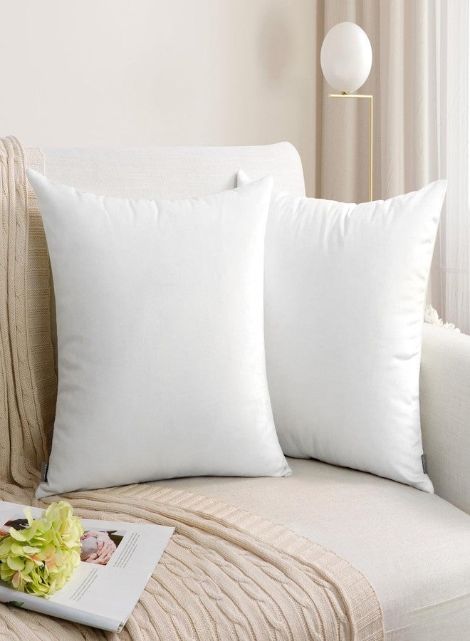 Thmyo 2 Pack Soft Velvet Solid Decorative Square Throw Pillow Covers Cozy Cushion Case for Sofa Couch Bed Car Home Decor(18x18inch/ 45x45cm, White)(Only Pillowcases, No Inserts) - Image 1