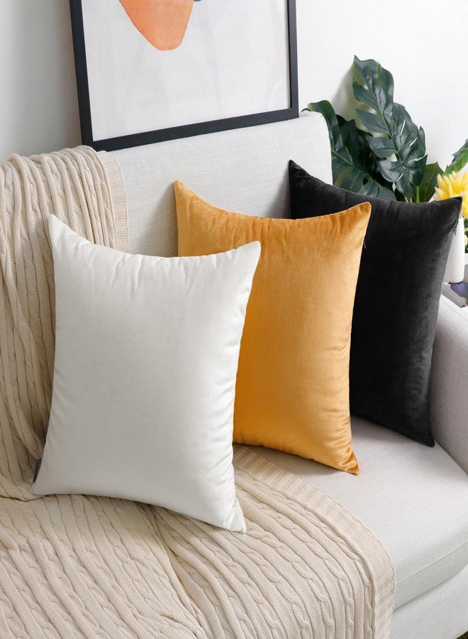 Thmyo 2 Pack Soft Velvet Solid Decorative Square Throw Pillow Covers Cozy Cushion Case for Sofa Couch Bed Car Home Decor(18x18inch/ 45x45cm, White)(Only Pillowcases, No Inserts) - Image 3