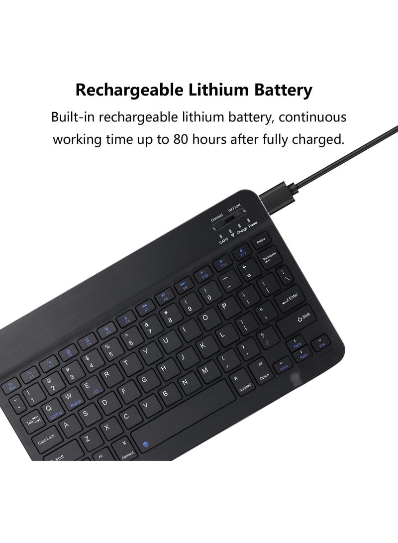 Ultra Slim Bluetooth Keyboard Portable Mini Rechargeable for Apple iPad iPhone Samsung Tablet Phone Smartphone iOS Android Windows 10 inch - Image 5