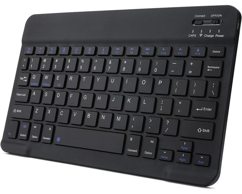 لوحة مفاتيح بلوتوث رفيعة للغاية، محمولة صغيرة قابلة لإعادة الشحن لأجهزة Apple iPad iPhone وSamsung Tablet والهواتف الذكية iOS وAndroid Windows 10 بوصة - Image 1