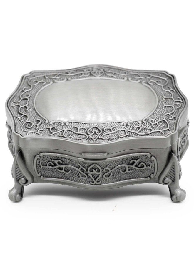 AVESON Rectangle Vintage Metal Jewelry Box Trinket Gift Box Chest Ring Case for Girls Ladies Women, Small - Image 1
