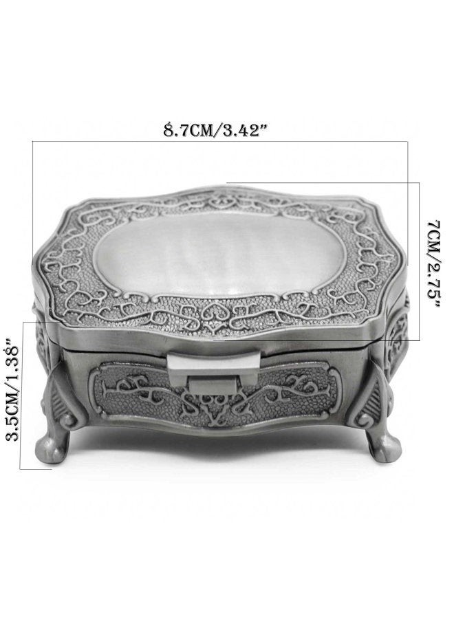 AVESON Rectangle Vintage Metal Jewelry Box Trinket Gift Box Chest Ring Case for Girls Ladies Women, Small - Image 3