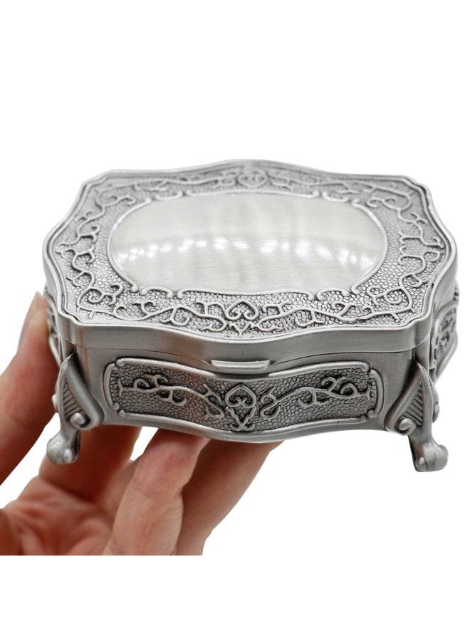 AVESON Rectangle Vintage Metal Jewelry Box Trinket Gift Box Chest Ring Case for Girls Ladies Women, Small - Image 5