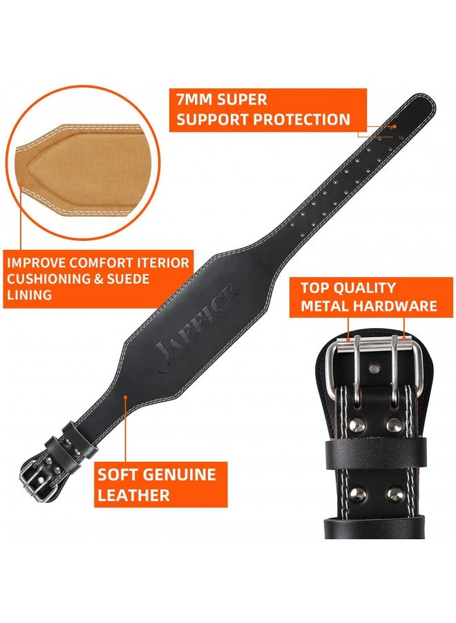 Jaffick Genuine Leather Weight Lifting Belt for Men Gym Weight Belt Lumbar Back Support Powerlifting Weightlifting Heavy Duty Workout Training Strength Training Equipment 6-Inch brown - Image 2