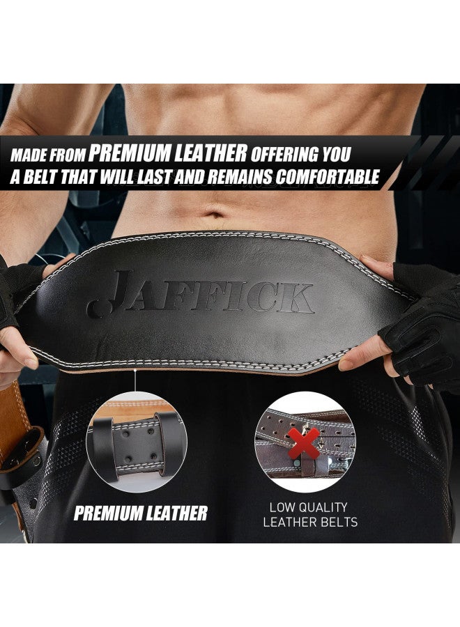 Jaffick Genuine Leather Weight Lifting Belt for Men Gym Weight Belt Lumbar Back Support Powerlifting Weightlifting Heavy Duty Workout Training Strength Training Equipment 6-Inch brown - Image 4