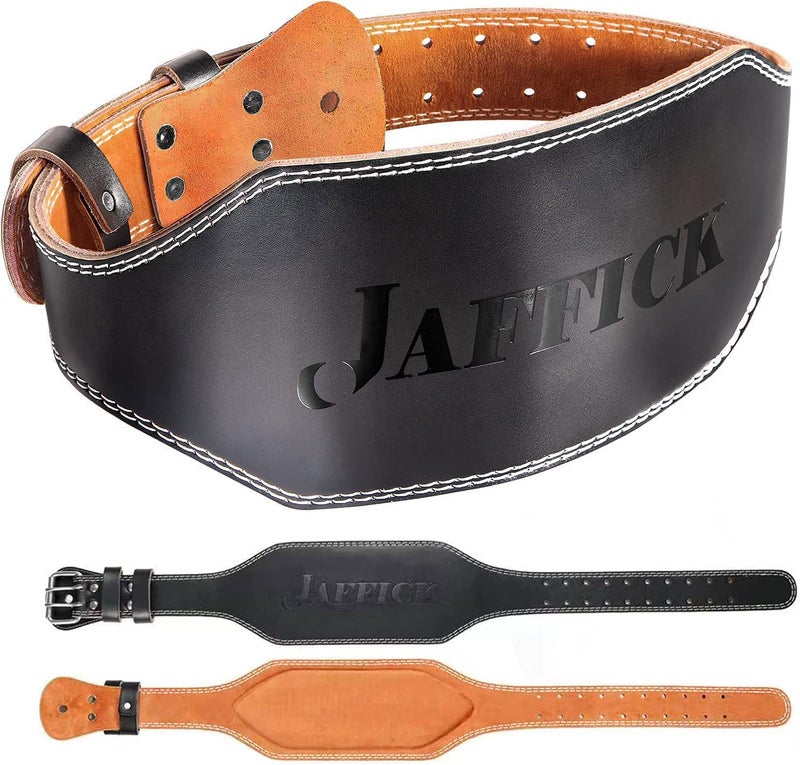 Jaffick Genuine Leather Weight Lifting Belt for Men Gym Weight Belt Lumbar Back Support Powerlifting Weightlifting Heavy Duty Workout Training Strength Training Equipment 6-Inch brown - Image 1