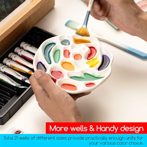 MEEDEN Porcelain Paint Palette, Ceramic Watercolor Pallet Mixing Tray, Rose Shaped Design - Image 4