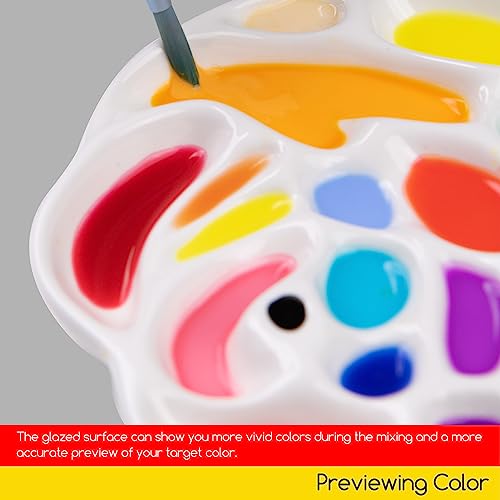 MEEDEN Porcelain Paint Palette, Ceramic Watercolor Pallet Mixing Tray, Rose Shaped Design - Image 5