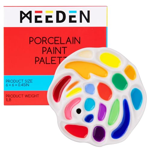 MEEDEN Porcelain Paint Palette, Ceramic Watercolor Pallet Mixing Tray, Rose Shaped Design - Image 1
