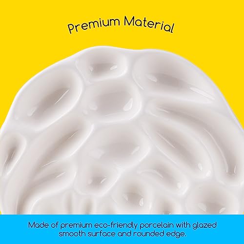MEEDEN Porcelain Paint Palette, Ceramic Watercolor Pallet Mixing Tray, Rose Shaped Design - Image 3
