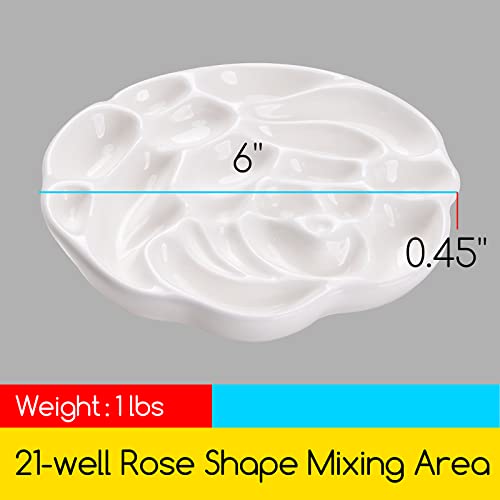 MEEDEN Porcelain Paint Palette, Ceramic Watercolor Pallet Mixing Tray, Rose Shaped Design - Image 2
