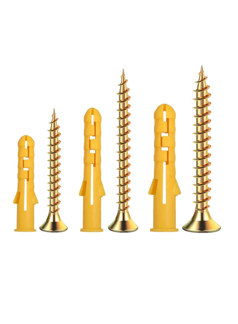 Y&D Wall Plugs and Screws Set, Masonry Brick Concrete Fixings Assortment Kit, Rawl in Compartment Box, Zinc Galvanized 3 Different Size（150 Set） - Image 1