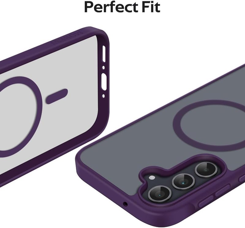 Elzzi Magnetic Guard Designed for Samsung A55 5G Case Translucent Matte Hard PC + TPU Back Cover [Compatible with MagSafe] Anti-Scratch Phone Case (Deep Purple) - Image 2