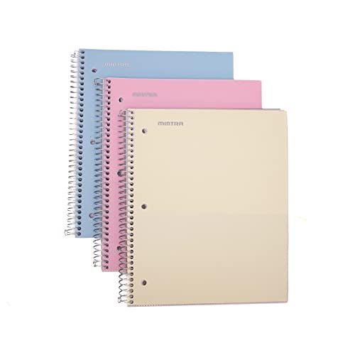 Mintra Office Durable Spiral Notebooks, 1 Subject, (Spring Pink, Sun Yellow, Arctic Ice, Wide Ruled 3pk) - Image 1