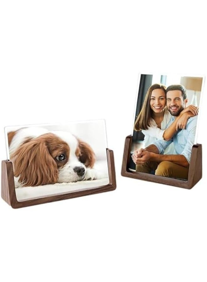 2 Pcs Wooden Picture Frame, Photo Frame with Solid Wood Base and High Definition Acrylic Glass Cover 8 Inch Horizontal  Vertical Photo Frame for Family, Lovers, Home Decor - Image 1