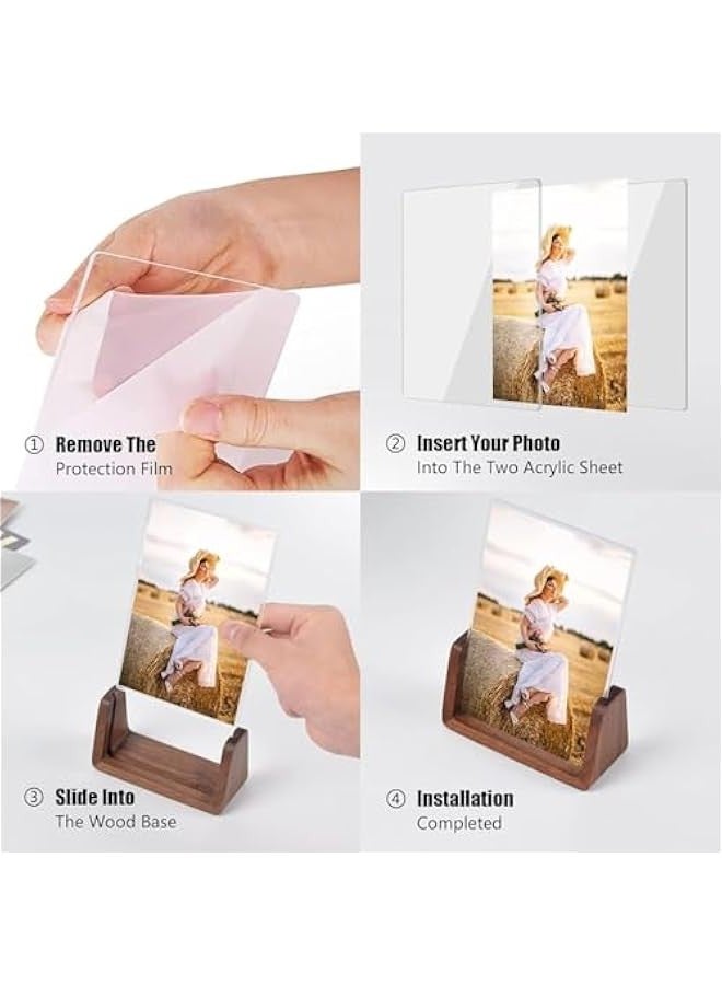 2 Pcs Wooden Picture Frame, Photo Frame with Solid Wood Base and High Definition Acrylic Glass Cover 8 Inch Horizontal  Vertical Photo Frame for Family, Lovers, Home Decor - Image 4