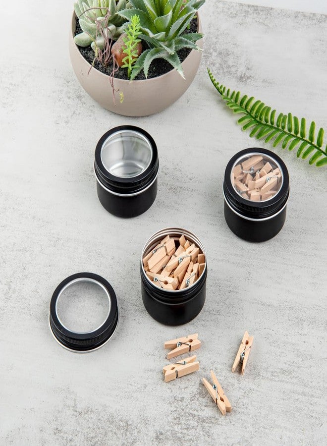 Restaurantware RW Base 4 Ounce Tin Storage Boxes 10 Round Tin Boxes With Lids - Durable Clear Window Lids Black Aluminum Storage Containers Customizable Fits Mints Pills Or Herbs - Image 3