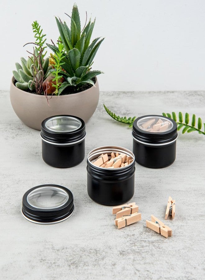 Restaurantware RW Base 4 Ounce Tin Storage Boxes 10 Round Tin Boxes With Lids - Durable Clear Window Lids Black Aluminum Storage Containers Customizable Fits Mints Pills Or Herbs - Image 4