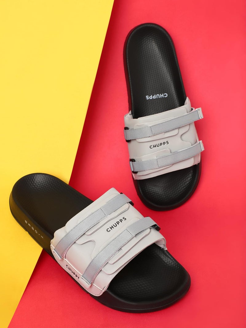 CHUPPS Element Grey & Black Drift Orthopedic Slippers | Soft Footpharma Footbed | Breathable Ventilation Holes | Lightweight Flip Flops | Anti-Skid Chappals for Everyday For Mens - Image 2