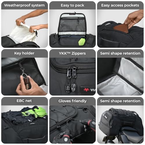 ViaTerra Claw Pro Universal Motorcycle Tail Bag – Ideal for Sport Touring & Adventure Riding – 64L Capacity with Raincover, EBC Net & Shoulder Straps - Image 4