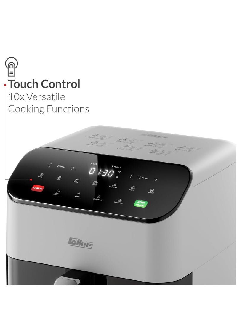Feller Germany Air Fryer 1800 W, Large 7L Cap., Xcyclone-Tech, 4x Non-Stick Ceramic Coating, 10 Cooking Functions, Touch Panel, Cool-Touch+Interior Lightning, AFR700 (White) - Image 3