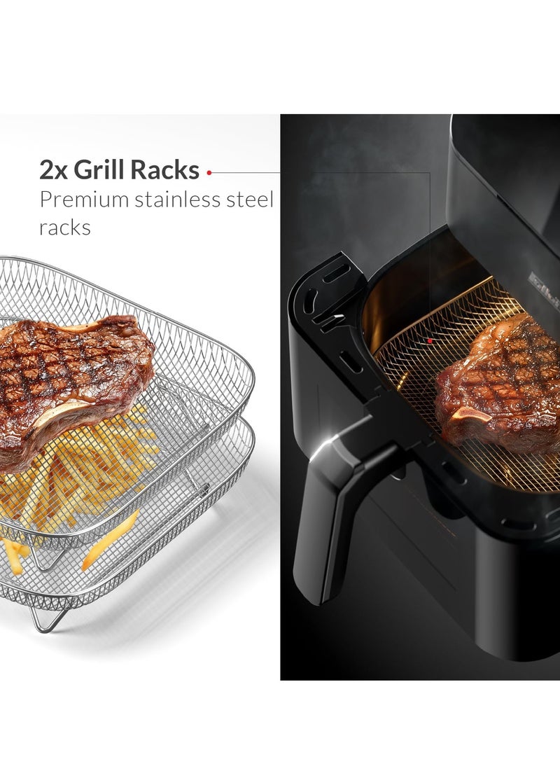 Feller Germany Air Fryer 1800 W, Large 7L Cap., Xcyclone-Tech, 4x Non-Stick Ceramic Coating, 10 Cooking Functions, Touch Panel, Cool-Touch+Interior Lightning, AFR700 (White) - Image 5