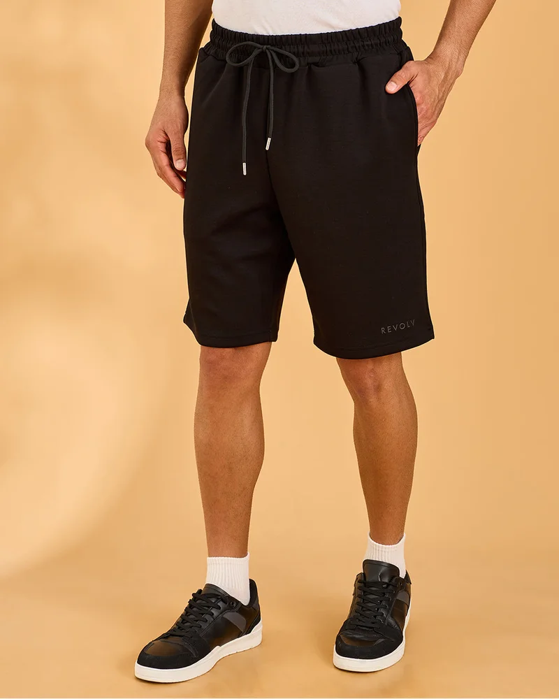 Redtag Men Black Solid Active Shorts