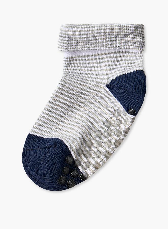 Barefeet Pack Of 5 Cotton Ankle Length Baby Boys Socks With Strips - Image 3