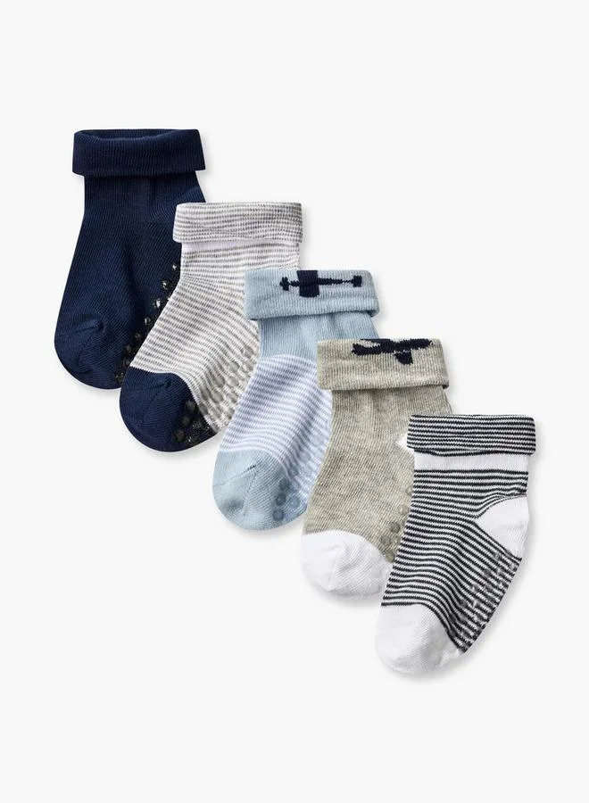 Barefeet Pack Of 5 Cotton Ankle Length Baby Boys Socks With Strips