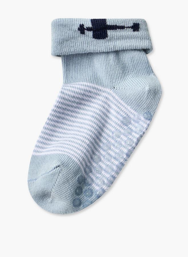 Barefeet Pack Of 5 Cotton Ankle Length Baby Boys Socks With Strips - Image 4
