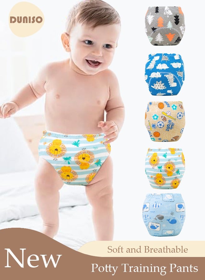 DUNISO 5 Pcs 6 Layer Breathable Cotton Training Pants Training Underwear Pants Size M Suitable For 8-13 Kg Baby Girls Boys  - Image 1