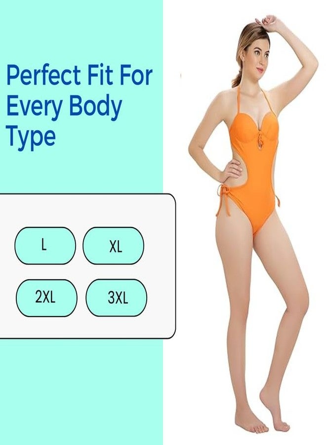 FILMAX® Originals Women's One Piece Hot Sexy Bikini Solid Knot Adjustable Halter Neck Swimsuits Beach Swimming Costume Bathing Suit.(SW-4764_Orange_3XL) - Image 3