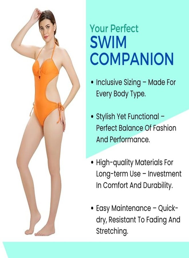 FILMAX® Originals Women's One Piece Hot Sexy Bikini Solid Knot Adjustable Halter Neck Swimsuits Beach Swimming Costume Bathing Suit.(SW-4764_Orange_3XL) - Image 4